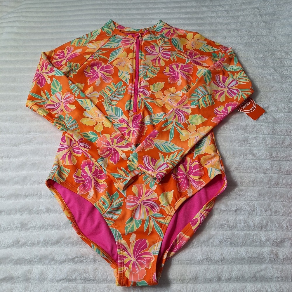 3 PC LOT One Pc Long Sleeve Rashguard Swimsuits Girls L (10-12) Multi UPF 50+ - Picture 3 of 9
